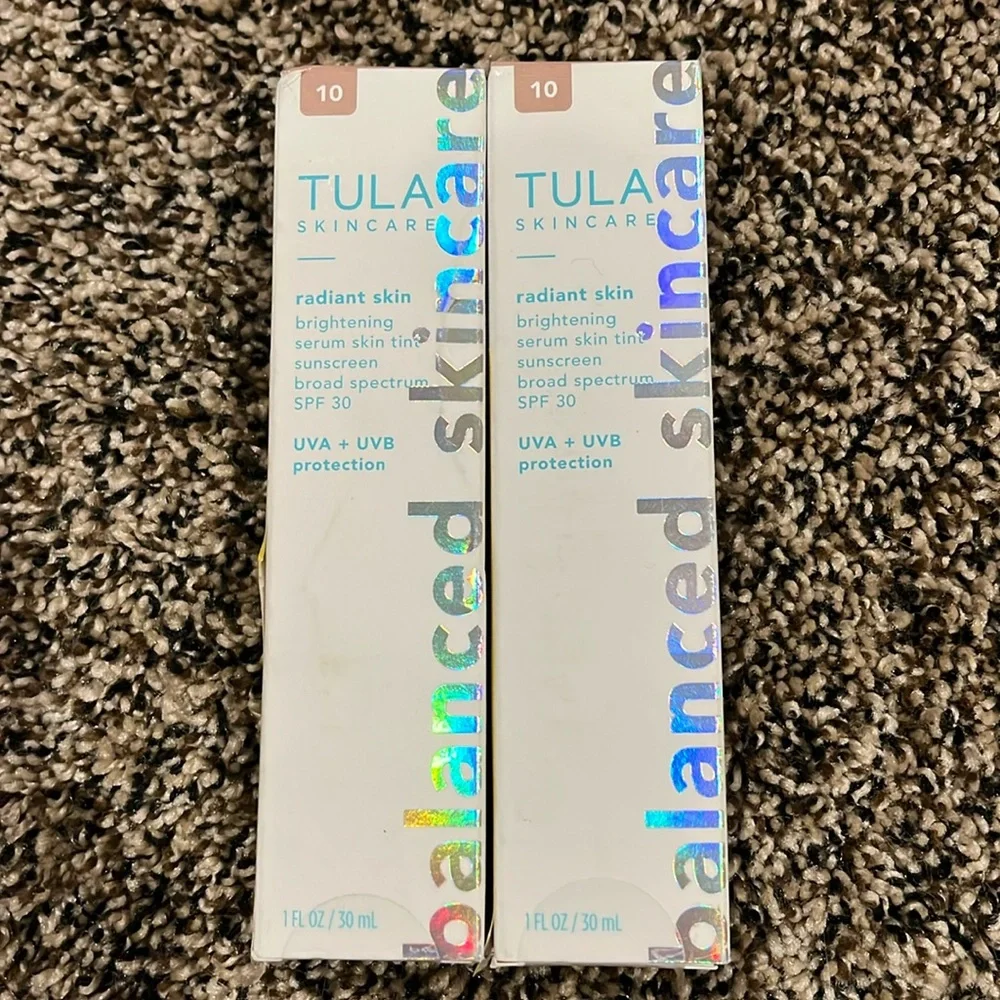 2 Tula Radiant Skin Brightening Serum Skin Tint Sunscreen, NWT